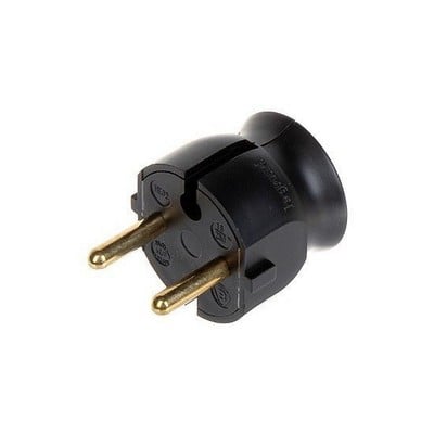 Male Plug Schuko 2P 16A Extra Flat Black