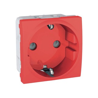 Unica 2P+E Socket with Shutters Red MGU3.037.03