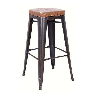 Σκαμπώ Bar Στοιβαζόμενο Μεταλλικό Antique Black/ P