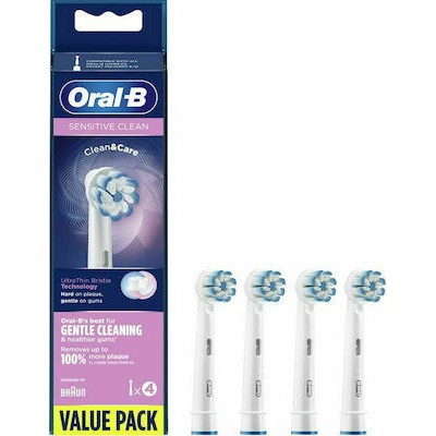 ORAL-B Ανταλλακτικές Κεφαλές Για Ηλεκτρικές Οδοντόβουρτσες Sensitive Clean & Care x4  