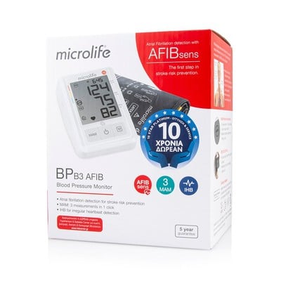 MICROLIFE BP B3 Afib Ψηφιακό Πιεσόμετρο Μπράτσου Με Τεχνολογία Πρόωρης Ανίχνευσης Εγκεφαλικού