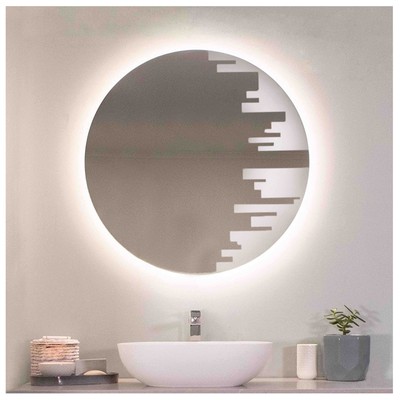 Καθρέπτης μπάνιου τοίχου στρογγυλός Φ80 με σχέδιο 