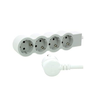 Socket Outlet Standard 4-Way Cable 5m White/Gray