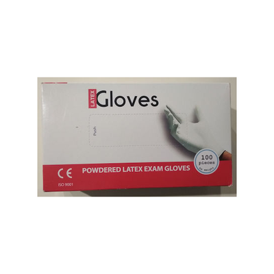 GLOVES Γάντια Latex Μίας Χρήσης Με Πούδρα - Συσκευασία 100 Τεμαχίων - Επιλέξτε Μέγεθος