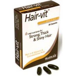 Health Aid Hair-vit, Strong, Thick & Shiny Hair, Συνδυασμός Βιταμινών για Δύναμη, Όγκο & Λαμπερά Μαλλιά, 90caps.
