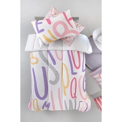 Παιδική Παπλωματοθήκη Letters Pink Suede 165x225 g