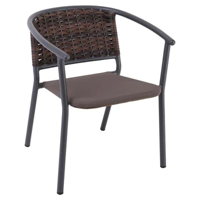 Silva Πολυθρόνα Αλουμίνιο Ανθρακί, Wicker Rocky Br