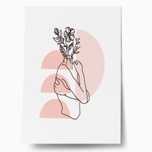 Minimalistic women faces with flowers 1