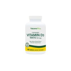 Natures Plus Adult's Chewable Vitamin D3 1000 I.U. Συμπλήρωμα Διατροφής Βιταμίνης D3 90 ταμπλέτες