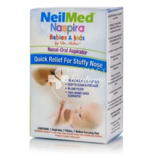 NeilMed Naspira Babies & Kids Nasal-Oral Aspirator - Ρινικός Αποφρακτήρας για βρέφη & παιδιά & 7 Φίλτρα & Διχτάκι Μεταφοράς