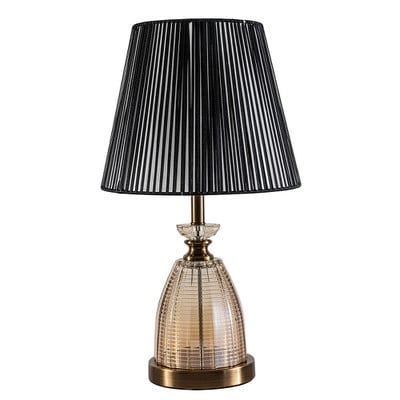 Table Lamp Brass Bass With Black Lampshade 1Xe27