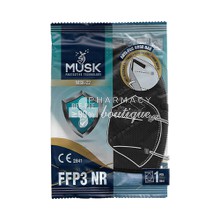 MUSK Μάσκα Υψηλής Προστασίας FFP3 χωρίς Βαλβίδα - Μαύρη, 1 τμχ.