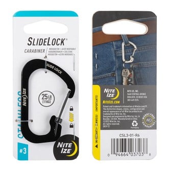 Carabiner Ανοξείδωτο SlideLock, Μαύρο, Size 3