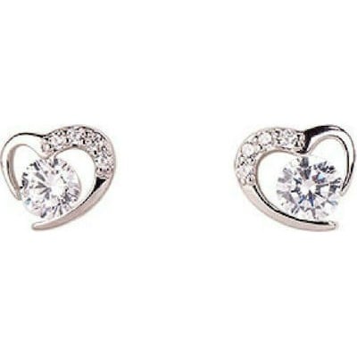 Dalee Earings-heart with stud_rhodium plated