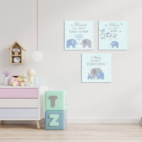 Canvas tablo familje elefantesh 25x25 3cope