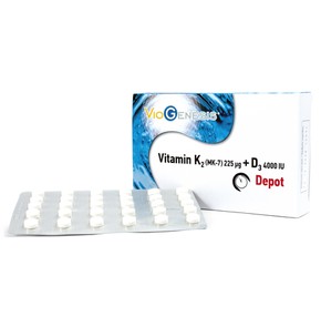 Viogenesis Vitamin K2 225μg & D3 4000iu, 60 tabs