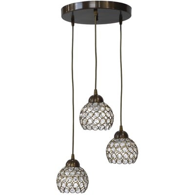 Pendant Light 3 Lights Bronze With Small Crystals 