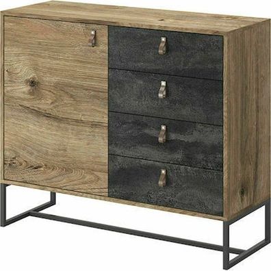 Μπουφές Home Furniture Dark χρώμα Βελανιδιά+black 