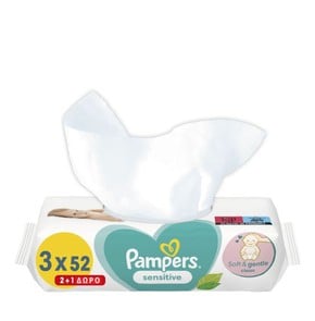 2+1 ΔΩΡΟ Pampers Sensitive Wipes Μωρομάντηλα, 3x52