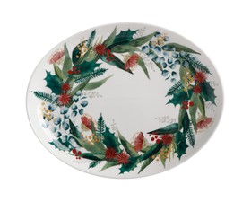 Maxwell & Williams Πιατέλα Οβάλ Πορσελάνης Holly Berry 25x19cm-Σε Συσκευασία Δώρου