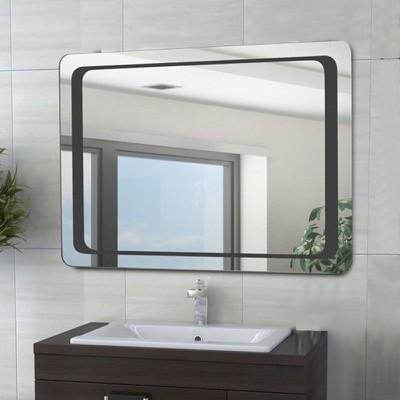 Καθρέπτης μπάνιου 90x75 με μαύρο σχέδιο βαφής