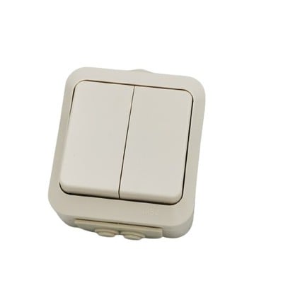 Double Switch Wall Mounted Waterproof IP54 White A