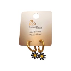 InoPlus Borghetti Hoop Earrings Oro Margherita Gold Black 1 pair