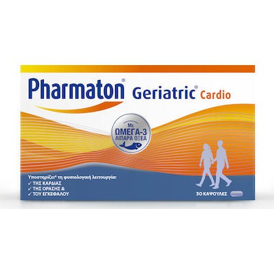 PHARMATON Geriatric Cardio Πολυβιταμινούχο Συμπλήρωμα Διατροφής Με Μέταλλα, Ιχνοστοιχεία & Ωμέγα-3 Λιπαρά Οξέα x30 Κάψουλες
