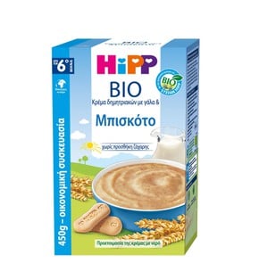 Hipp Bio Κρέμα με Γάλα και Μπισκότο 6ο Μήνα, 450gr