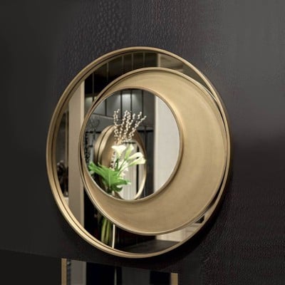Καθρέπτης τοίχου στρογγυλός Φ90 μεταλλικός σε χρυσ