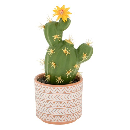 Vazo lulesh me kaktus lule te verdhe 24cm