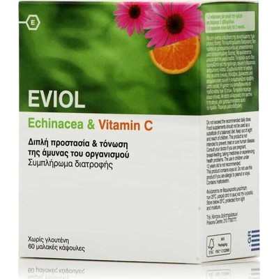 EVIOL Echinacea & Vitamin C Για Τη Διπλή Προστασία & Τόνωση Της Άμυνας Του Οργανισμού x60 Μαλακές Κάψουλες