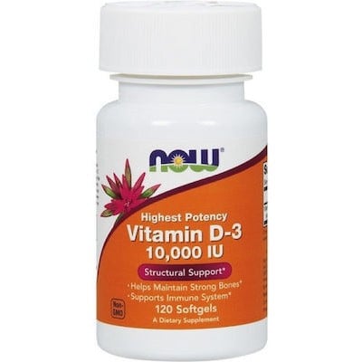 NOW Vitamin D3 10.000 IU Συμπλήρωμα Διατροφής D3 120 Μαλακές Κάψουλες