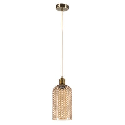 Pendant Light 1/L Long Embossed Glass 1xE27 40W Pd