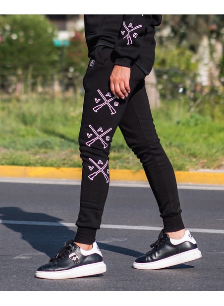 Vinyl pants with logo - black