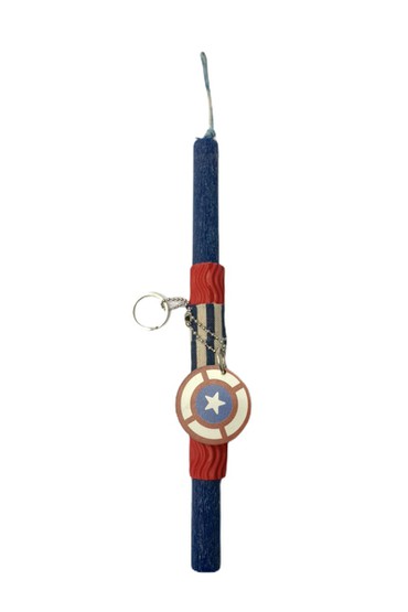 Πασχαλινή λαμπάδα με μπρελόκ ασπίδα Captain America