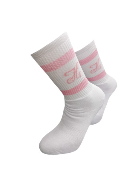 Henry clothing 1 pair white shocks with pink logo 