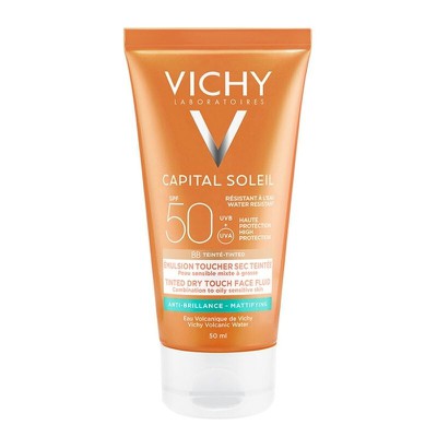 VICHY  Ideal Soleil BB Tinted Dry Touch Face Fluid Matte SPF50 Αντηλιακή Κρέμα Προσώπου Με Χρώμα & Ματ Αποτέλεσμα, 50ml