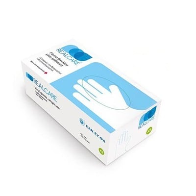 REALCARE Γάντια Βινυλίου Μίας Χρήσης Με Πούδρα - Συσκευασία 100 Τεμαχίων - Επιλέξτε Μέγεθος