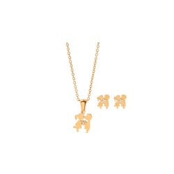 Medisei Dalee Set Kissing Coup Necklace Set and Earrings Stainless Steel 3 pieces 