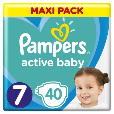 Pampers - Active Baby Πάνες Μέγεθος 7 (15+ kg), 40 Πάνες