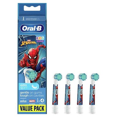 ORAL-B Ανταλλακτικές Παιδικές Κεφαλές Για Ηλεκτρικές Οδοντόβουρτσες Spiderman x4  