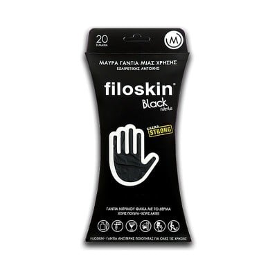 Γάντια Filoskin Μαύρο Νιτριλίο Extra Strong Χωρίς 
