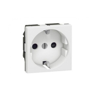 Mosaic Schuko Socket 2P+E Side Output Recessed Whi