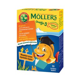 Mollers Omega-3 Ζελεδάκια Ψαράκια με Γεύση Πορτοκάλι / Λεμόνι 36 τμχ