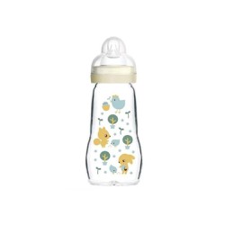 Mam Feel Good Glass Baby Bottle With Silicone Nipple 2+ Months 260ml