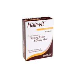 Health Aid Hair-Vit Συμπλήρωμα Διατροφής Για Δυνατά Μαλλιά Με Όγκο & Λάμψη Από Τη Ρίζα Μέχρι Την Άκρη 30 κάψουλες