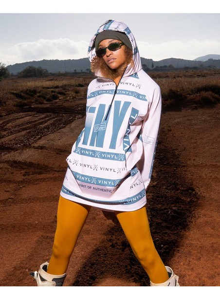 Vinyl art clothing all over printed hoodie with full zip
