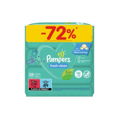 Pampers Fresh Clean Μωρομάντηλα 4x52 Τεμάχια 72% Φ