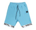 Vinyl art clothing teal shorts with logo tape	